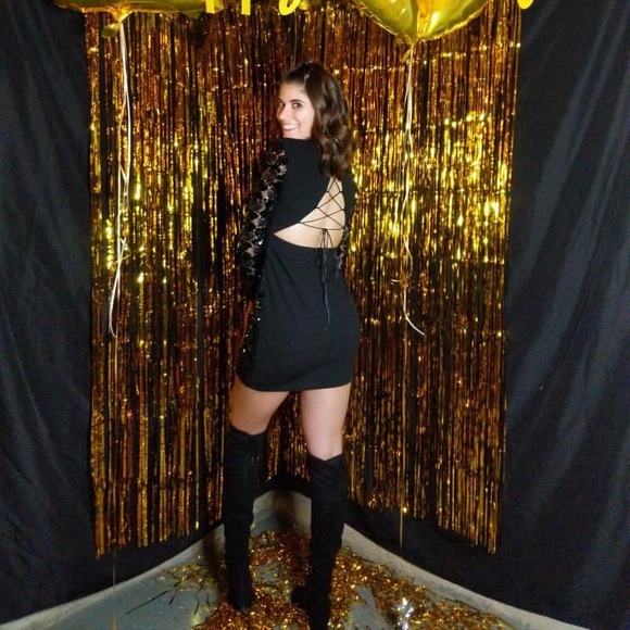 BOOHOO Black Sequin Mini Dress - Picture 6 of 6